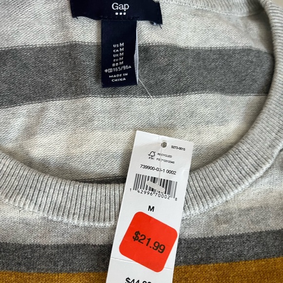 GAP, NWT, sweater, size Medium, gray, striped. - Picture 2 of 2